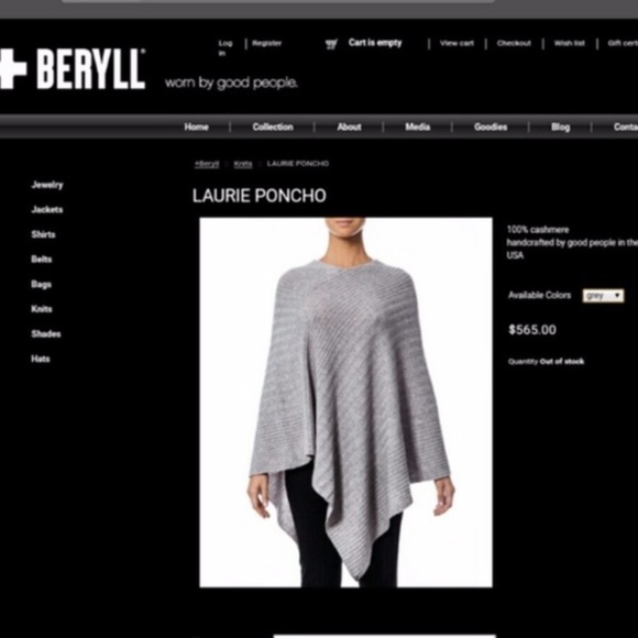 🚫SOLD🚫 NWOT BERYLL 100% Cashmere ribbed poncho One Size - Picture 3 of 13